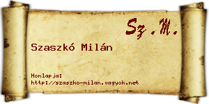 Szaszkó Milán névjegykártya